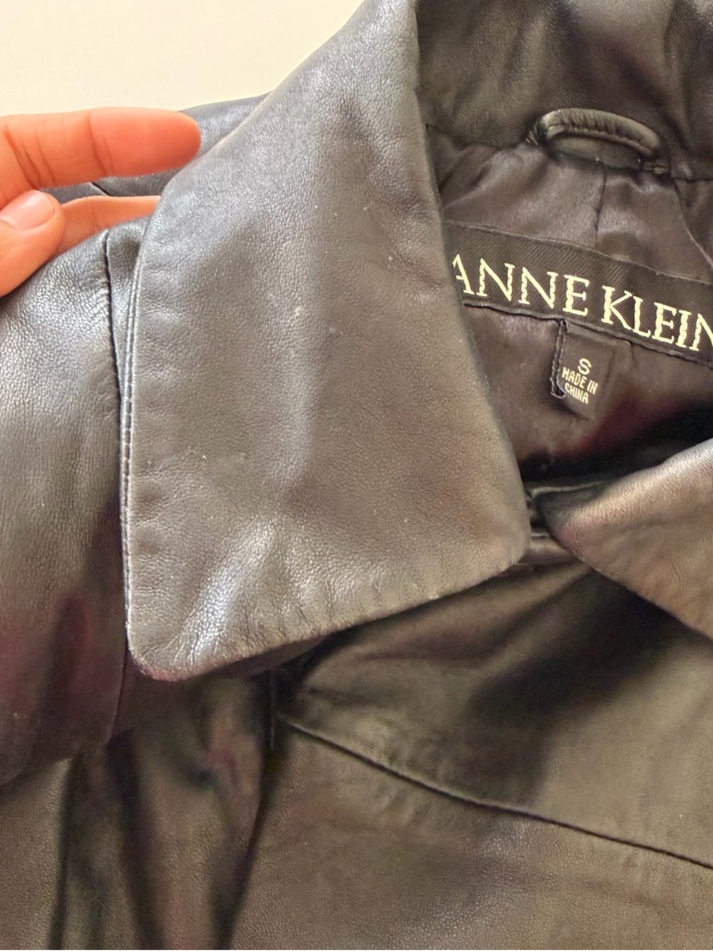 Vintage 2000s Anne Klein Leather Jacket Black Small Minimalist. - Picture 11 of 14